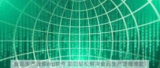食品生产管理erp软件 助您轻松解决食品生产管理难题！