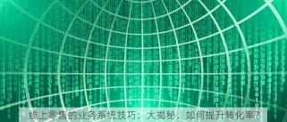 线上零售的业务系统技巧：大揭秘，如何提升转化率？