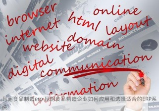 昆明食品制造erp 昆明食品制造企业如何应用和选择适合的ERP系统