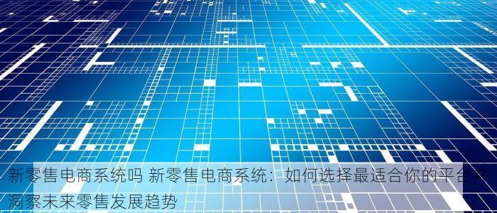 新零售电商系统吗 新零售电商系统：如何选择最适合你的平台并洞察未来零售发展趋势
